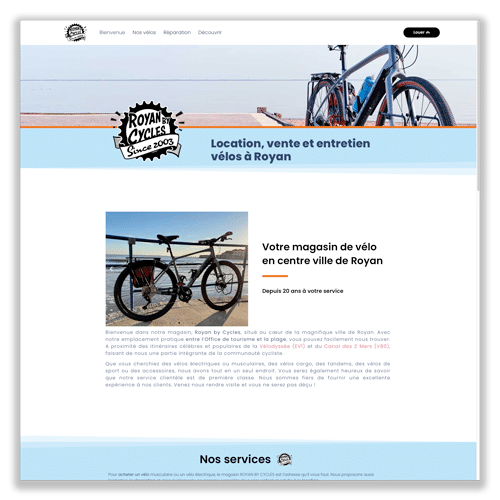 Présentation de site web vitrine pour magasin de vélo à Royan et Vaux sur Mer