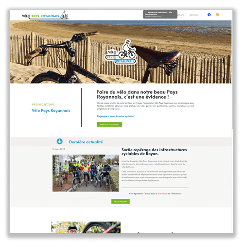 Présentation de site web vitrine pour association vélo pays royannais