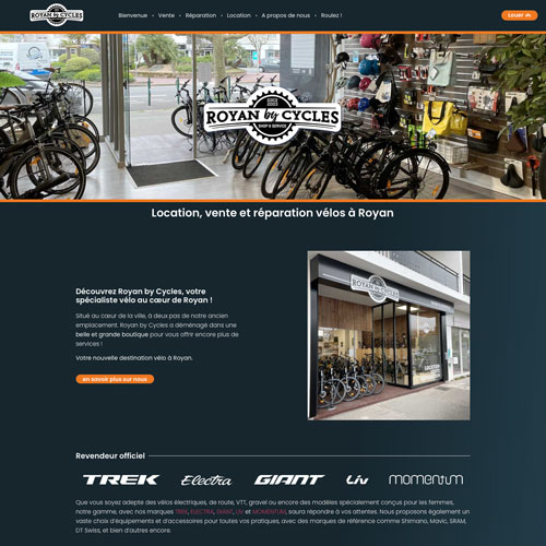 Présentation de site web vitrine pour magasin de vélo à Royan et Vaux sur Mer