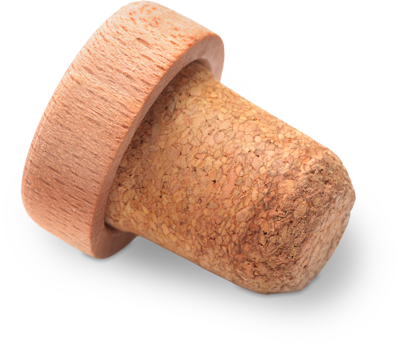 bouchon en liège avec partie supérieure en bois